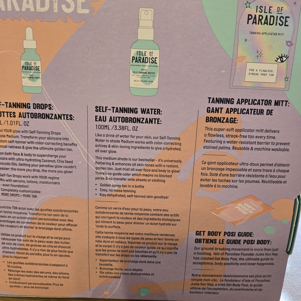 Isle of Paradise Self-Tanning Kit with Purple and Green Accents